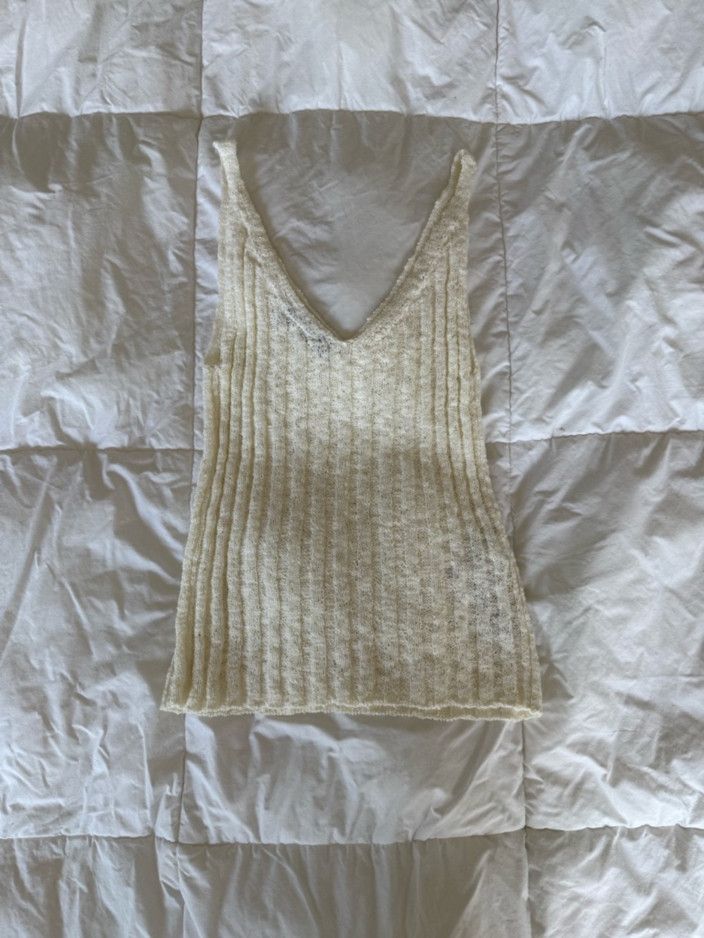Mango V-Neck Knit Tank Top in Cream - Picture 7 of 7